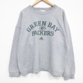 XL★古着 アディダス adidas 長袖 スウェット メンズ 90年代 90s NFL グリーンベイペッカーズ 大きいサイズ クルーネック 薄グレー 霜降り アメフト スーパーボウル 25dec22