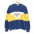 M★古着 長袖 スウェット メンズ 90年代 90s ミシガン カレッジ クルーネック USA製 紺他 25dec22