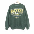 XL★古着 長袖 スウェット メンズ 90年代 90s NFL グリーンベイペッカーズ クルーネック 緑 アメフト スーパーボウル 25dec23