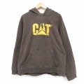 CAT 長袖スウェットパーカー 刺? ブラウン XL | 古着