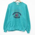 L★古着 長袖 スウェット メンズ 90年代 90s Waterville クルーネック 青緑 25dec23