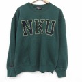 L★古着 ジャンスポーツ 長袖 スウェット メンズ 90年代 90s NKU クルーネック USA製 緑 25dec23