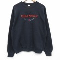 L★古着 フルーツオブザルーム 長袖 スウェット メンズ 90年代 90s BRANSON 刺繍 クルーネック USA製 黒 25dec23