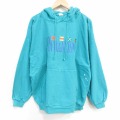 XL★古着 Crazy Shirts 長袖 トップス パーカー メンズ 90年代 90s サンフランシスコ 刺繍 コットン USA製 青緑【spe】 25dec24