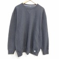 XL★古着 ラッセル 長袖 スウェット メンズ 無地 クルーネック 濃グレー 霜降り 25dec24