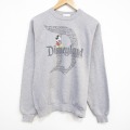 M★古着 ヘインズ 長袖 スウェット メンズ 00年代 00s ディズニー ミッキー クルーネック グレー 霜降り 25dec24