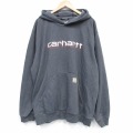 XL★古着 カーハート 長袖 スウェット パーカー メンズ ビッグロゴ 濃グレー 霜降り 25dec24