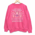 L★古着 長袖 スウェット メンズ 80年代 80s ウサギ クルーネック USA製 薄ピンク 25dec24