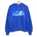 M★古着 長袖 スウェット メンズ 80年代 80s フロリダ ヤシの木 ラグラン クルーネック 青 25dec24