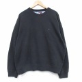 XL★古着 トミーヒルフィガー長袖 ブランド スウェット メンズ 90年代 90s ワンポイントロゴ クルーネック 黒 25dec24