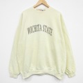 XL★古着 長袖 スウェット メンズ 90年代 90s WICHITA クルーネック USA製 薄黄 25dec24