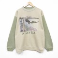 L★古着 長袖 スウェット メンズ 90年代 90s アラスカ ツートンカラー クルーネック USA製 ベージュ他 霜降り 25dec25