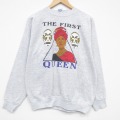 L★古着 長袖 スウェット メンズ 90年代 90s QUEEN クルーネック USA製 薄グレー 霜降り【spe】 25dec26
