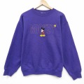 L★古着 長袖 スウェット メンズ 90年代 90s ディズニー ミッキー 刺繍 クルーネック USA製 紫【spe】 25dec27