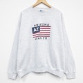 XL★古着 アリゾナジーンズ 長袖 スウェット メンズ 00年代 00s ビッグロゴ クルーネック USA製 薄グレー 霜降り 25dec29