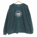 XL★古着 長袖 スウェット メンズ 00年代 00s ディズニー ミッキー ミニー 刺? 裏起毛 クルーネック 濃緑【spe】 25dec29