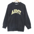 L★古着 STEVE&BARRYS 長袖 スウェット メンズ アーミー ARMY 刺繍 クルーネック 黒【spe】 26jan05