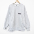 XL★古着 長袖 スウェット メンズ 90年代 90s DESIGNS コットン クルーネック USA製 薄グレー 霜降り 26jan06
