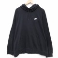 XL★古着 ナイキ NIKE 長袖 スウェット パーカー メンズ ワンポイントロゴ 大きいサイズ クルーネック 黒 26jan07