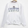 L★古着 長袖 スウェット メンズ 90年代 90s コロラド クルーネック USA製 白 26jan07