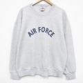 XL★古着 ジャージーズ 長袖 スウェット メンズ 90年代 90s ミリタリー エアフォース クルーネック USA製 薄グレー 霜降り 26jan07