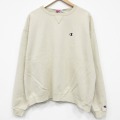 XL★古着 チャンピオン champion 長袖 スウェット メンズ 00年代 00s ワンポイントロゴ 大きいサイズ クルーネック ベージュ 26jan08