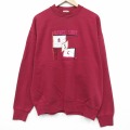 XL★古着 長袖 スウェット メンズ 90年代 90s ASC 刺繍 クルーネック USA製 赤 26jan08
