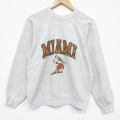 M★古着 TULTEX 長袖 スウェット メンズ 80年代 80s マイアミハリケーンズ クルーネック USA製 薄グレー 霜降り 26jan08