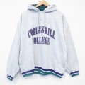XL★古着 長袖 スウェット パーカー メンズ 90年代 90s カレッジ 薄グレー 霜降り 26jan09