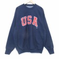XL★古着 STEVE&BARRYS 長袖 スウェット メンズ USAロゴ クルーネック 紺 26jan09