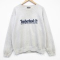 L★古着 ティンバーランド 長袖 スウェット メンズ 90年代 90s ビッグロゴ クルーネック USA製 薄グレー 霜降り 26jan09