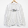 XL★古着 NORTHERN REFRECTIONS 長袖 スウェット メンズ  00年代 00s 鳥 クルーネック 薄グレー 霜降り 26jan09