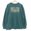XL★古着 ジャンスポーツ 長袖 スウェット メンズ 90年代 90s WMU 刺繍 大きいサイズ クルーネック USA製 濃緑 26jan09