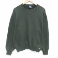 M★古着 ラッセル 長袖 スウェット メンズ 90年代 90s 無地 クルーネック USA製 濃緑【spe】 26jan10