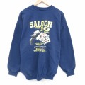 XL★古着 ヘインズ 長袖 スウェット メンズ 00年代 00s SALOON クルーネック 紺 26jan10