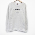 S★古着 長袖 トップス メンズ クマ 刺繍 クルーネック 薄ベージュ 霜降り 26jan14
