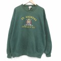 XL★古着 長袖 スウェット メンズ 90年代 90s ゴルフ 刺繍 大きいサイズ クルーネック USA製 緑 26jan14