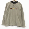 L★古着 長袖 スウェット メンズ 90年代 90s HOOD ヘンリーネック カナダ製 ベージュ 26jan14