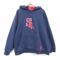 XL★古着 ナイキ NIKE 長袖 スウェット パーカー メンズ 00年代 00s MLB ボストンレッドソックス 刺繍 ラグラン 紺 メジャーリーグ ベースボール 野球【spe】 26jan22