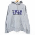 XL★古着 ナイキ NIKE 長袖 スウェット パーカー メンズ フログ グレー 霜降り 26jan26