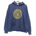XL★古着 長袖 スウェット パーカー メンズ 90年代 90s ミリタリー リフレクター USA製 紺 26jan26