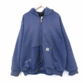 XL★古着 カーハート 長袖 フルジップ スウェット パーカー メンズ ボロ 紺 内側メッシュ【spe】 26feb06
