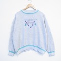 XL★古着 長袖 スウェット メンズ 90年代 90s パラダイス 刺? クルーネック USA製 グレー 霜降り 26feb06