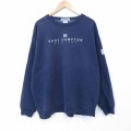 XL★古着 長袖 スウェット メンズ 90年代 90s ニューヨーク 刺繍 クルーネック USA製 紺 26feb06