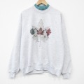 XL★古着 長袖 スウェット メンズ 90年代 90s カエデ クルーネック USA製 薄グレー 霜降り 26feb02