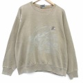 XL★古着 リー Lee 長袖 スウェット メンズ 90年代 90s 魚 ルアー 大きいサイズ クルーネック USA製 ベージュ 26feb02