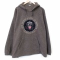 XL★古着 長袖 フリース トップス パーカー メンズ 90年代 90s ワシントンDC 刺繍 ポリエステル USA製 薄こげ茶26feb03