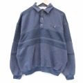 XL★古着 長袖 スウェット メンズ 90年代 90s 無地 襟付き 紺他 26feb04