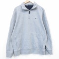 XL★古着 ノーティカ 長袖 ハーフジップ スウェット メンズ ワンポイントロゴ 薄グレー 霜降り 26feb04