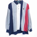 XL★古着 長袖 スウェット メンズ 90年代 90s ワンポイントロゴ マルチカラー 襟付き グレー他 26feb04